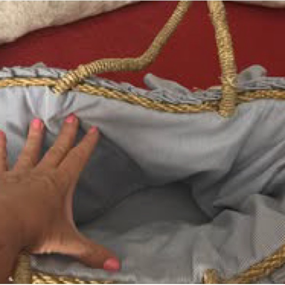 Woven Straw Tote Bag with Ruffle Trim - Picture 3 of 3